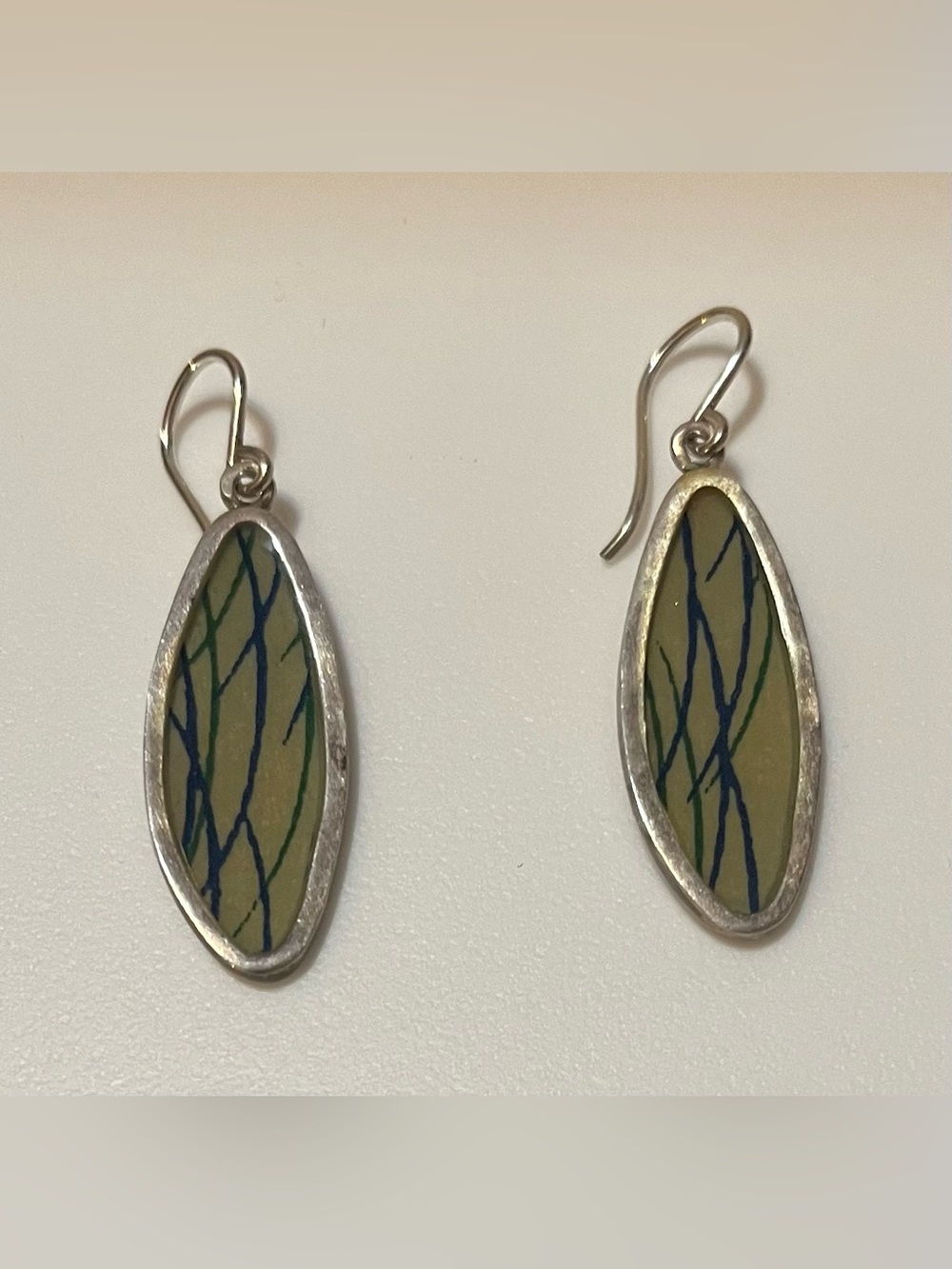 Susan Fleming Jewelry Oval Drop Earrings Paper & Resin Collection